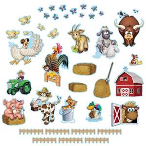 PACK OF 40 FARM, ANIMALS AND BARN CUTOUTS DECORATIONS FARMYARD ...