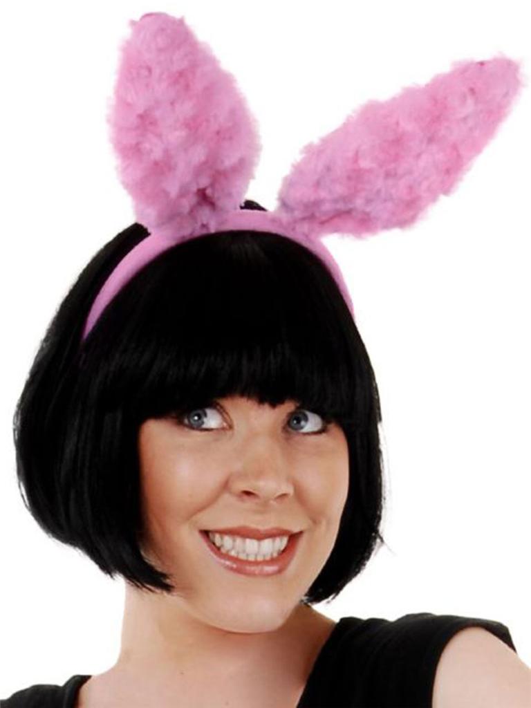 Headband with Dark Pink Plush Fluffy Bunny Rabbit Ears Costume Easter Dress Up - Afbeelding 1 van 1