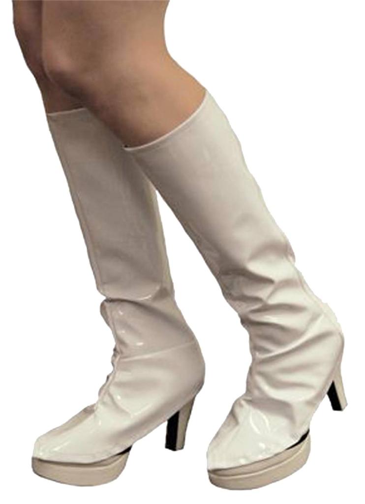 Ladies Knee High Gogo Boot Covers Costume 60/70s Shiny Patent Red Black