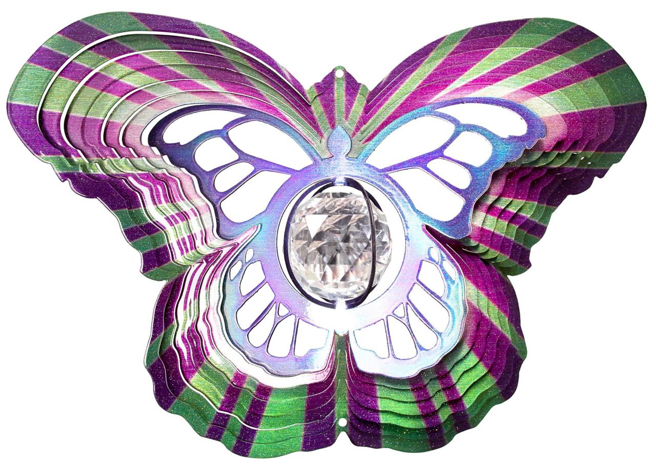 10"/25cm CRYSTAL WIND SPINNER Flower Teardrop Butterfly Splash Iron