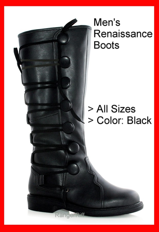Men's Renaissance Boots Black Knight Asassins Creed Men Robin Hood