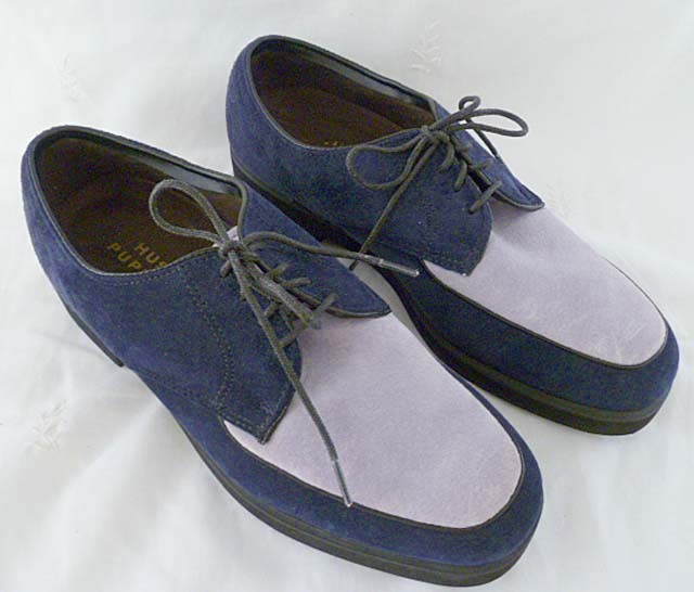 Women's Vintage Hush Puppies Two Tone Blue Suede Oxford Shoes