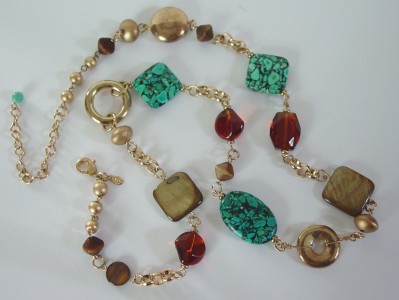 Jewelry Premier Designs on Premier Designs Canyon Necklace  35 Rv Turquoise Shells Gold   Ebay