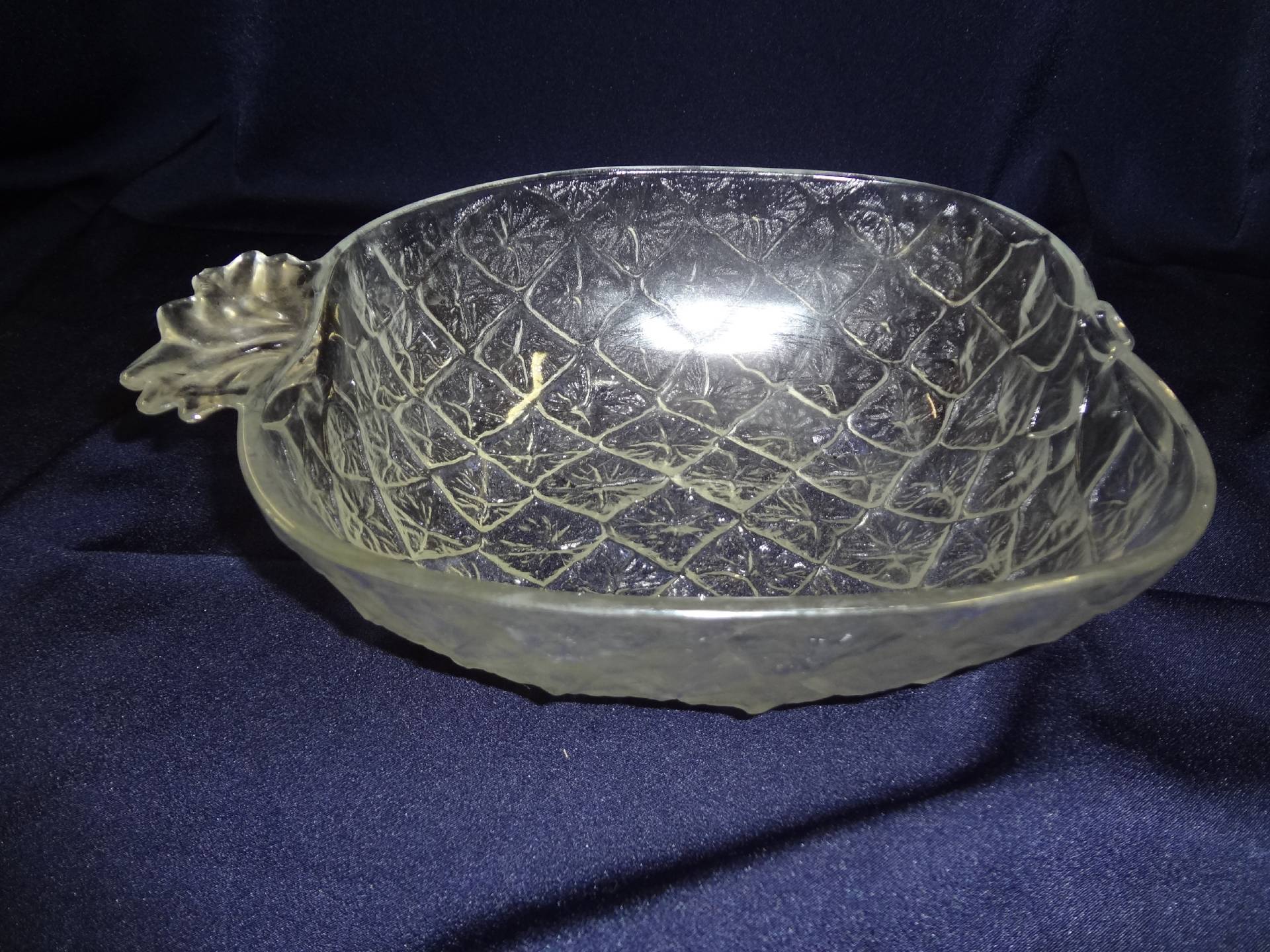 Vintage Estate Tropical Pineapple Crystal Glass Dish, Clear Open Candy