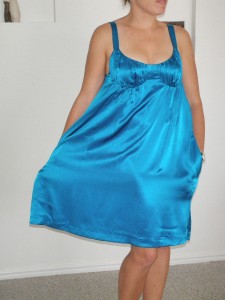 NWT MAD CORTES EMPIRE DRESS PEACOCK BLUE.SIZE 10 $569