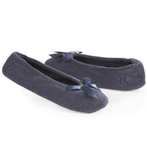 Ladies Isotoner NAVY Blue Terry Ballet Style Slippers NEW ...