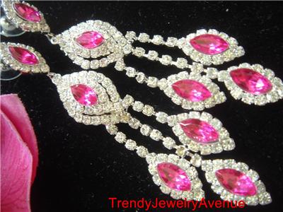 Bridal Chandelier Earrings on Pink Crystal Teardrop Chandelier Bridal Earrings   Ebay