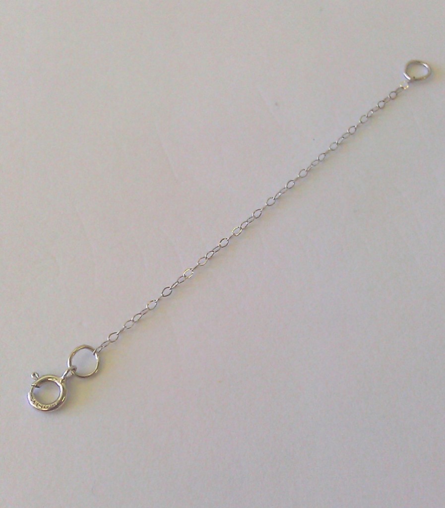 ... White Gold Cable Link Dainty Chain Necklace EXTENDER 2.5 inch Length