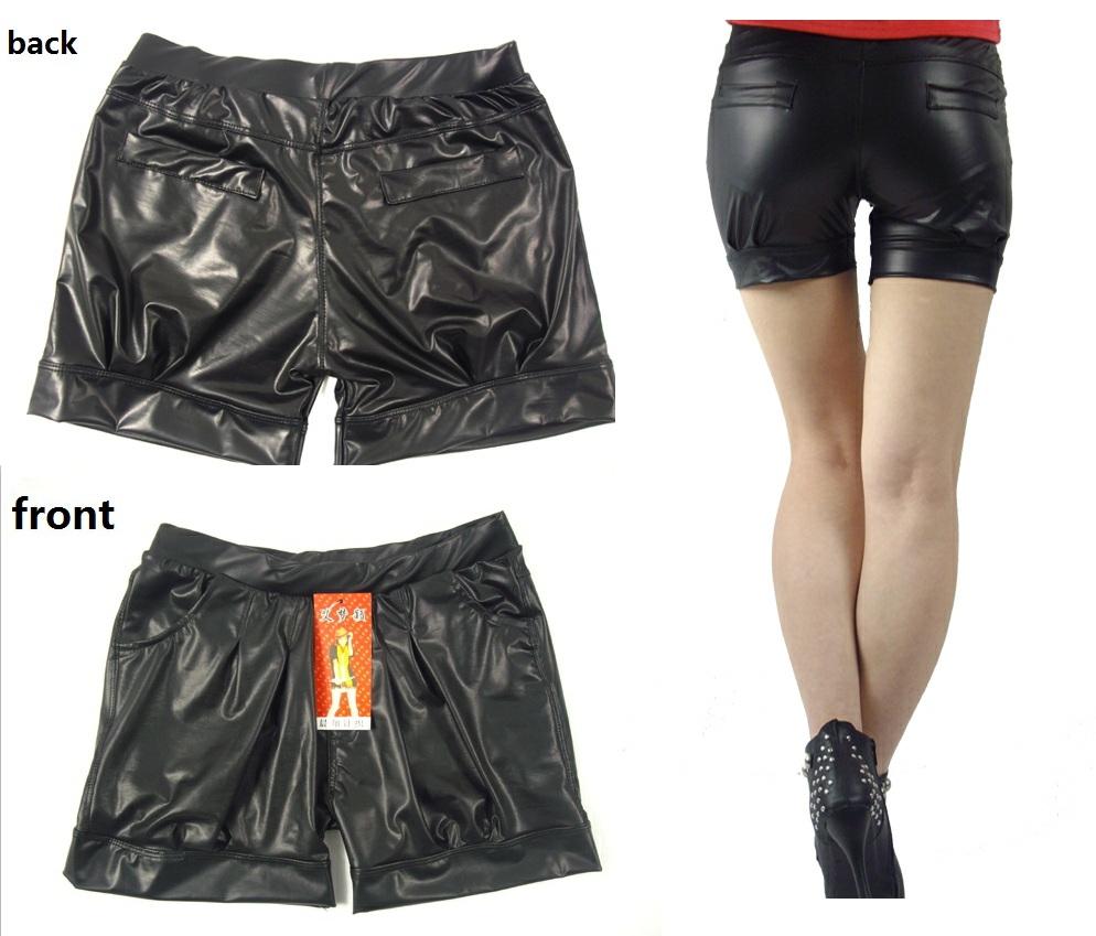 Sexy Womens Ladies Black Faux Leather Shorts PU Leather Hot Pants Clubwear S/M - Picture 1 of 1