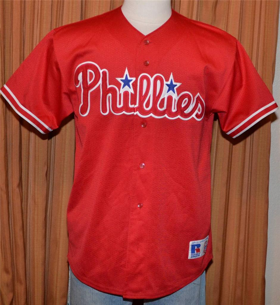 PHILADELPHIA PHILLIES RUSSELL ATHLETIC VINTAGE SEWN BASEBALL JERSEY