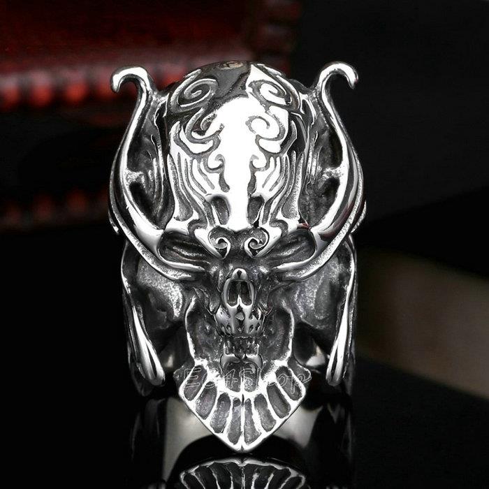 Stainless Steel Gothic Ring Men's Heavy 316L Stainless Steel Skull - Foto 3