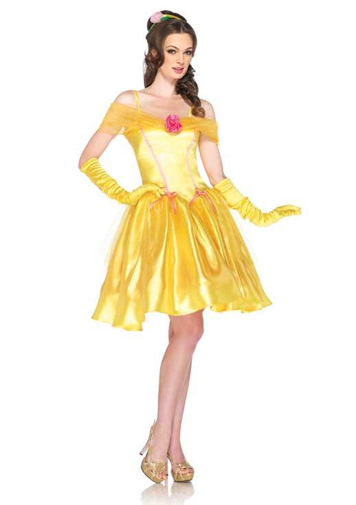 Beauty and the Beast Princess BELLE Satin Dress Outfit Adult Halloween
