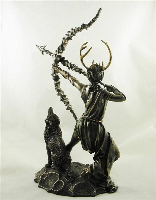 GREEK GODDESS ARTEMIS GODDESS OF THE ANIMALS FIGURINE BRONZED STATUE