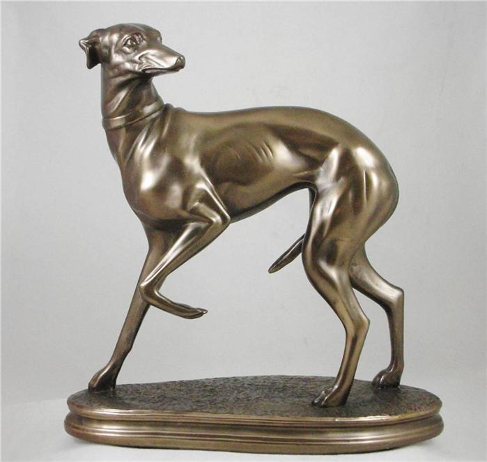 A STANDING WHIPPET FIGURINE Statue Bronzed Dog ORNAMENT Gift BOXED