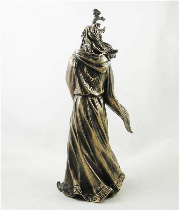 Bronzed Wizard Merlin Cloak & Staff Statue Sculpture Figurine 11