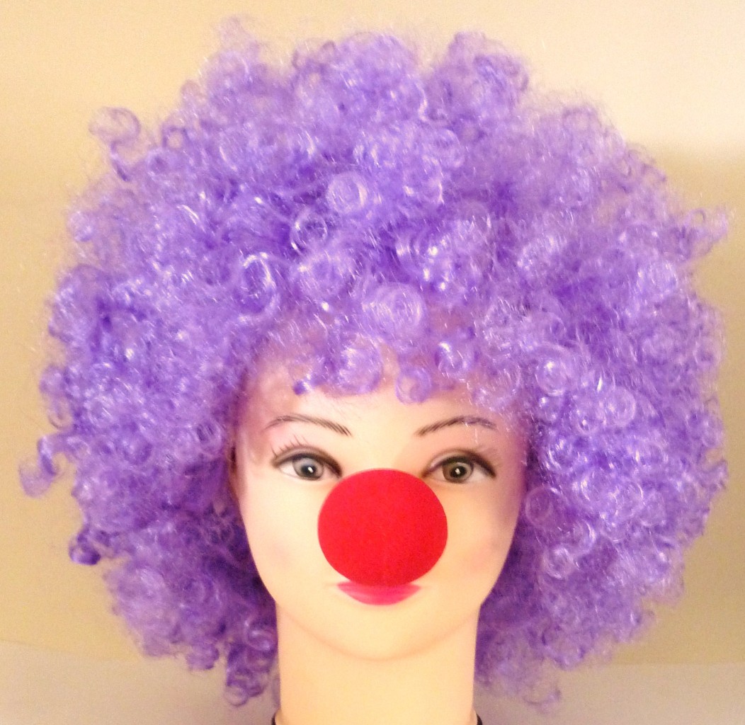 FUNKY PURPLE CLOWN AFRO WIG COSTUME NEW