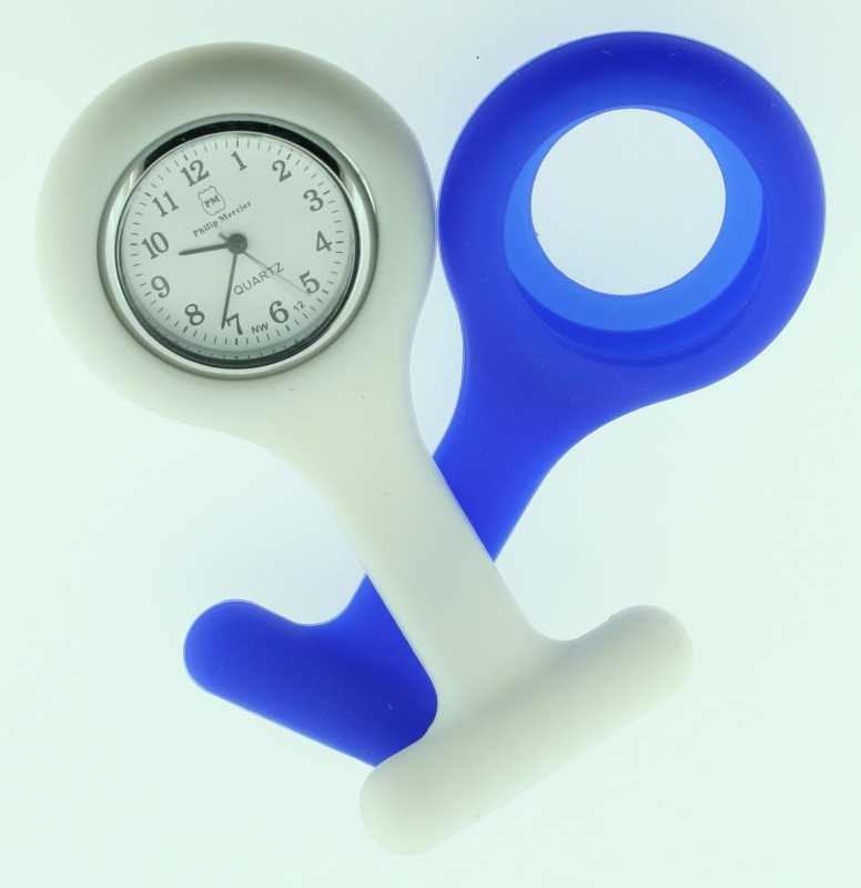 Set 2 orologi fob controllo infezioni gomma/silicone rosa/bianco o blu/bianco - Foto 3 di 3