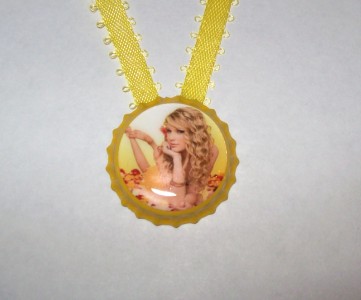 Taylor Swift YELLOW Flower Bottle Cap Pendant Necklace