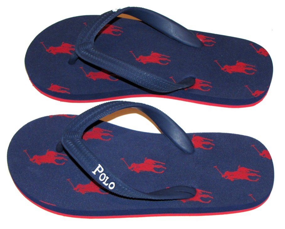 NWT Polo RALPH LAUREN Boys Flip Flops US 12 UK 11.5 EUR 29 Blue Red Sandals New eBay