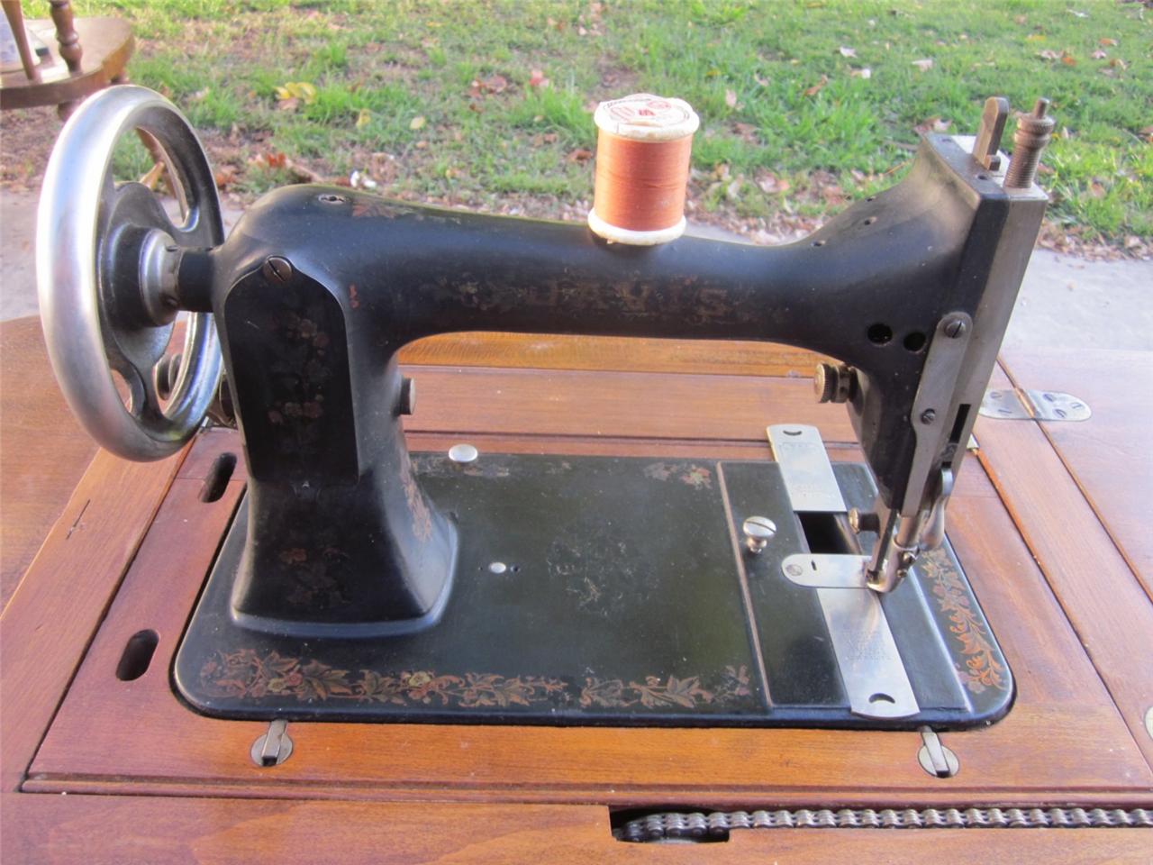 Antique Davis Vertical Feed Treadle Sewing Machine-Walking Foot Top