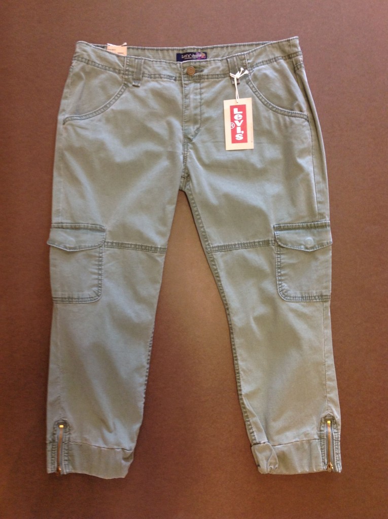 Levis Jeans Cargo Pants Capris Knee Knockers Juniors Beige Green 32