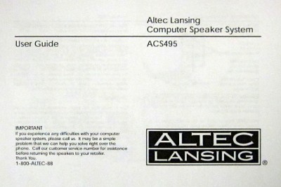 Altec lansing acs 410 manual download
