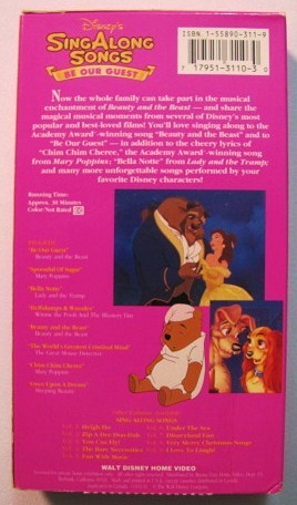 Walt Disney Sing Along Songs BE OUR GUEST VHS VIDEO Beauty ...