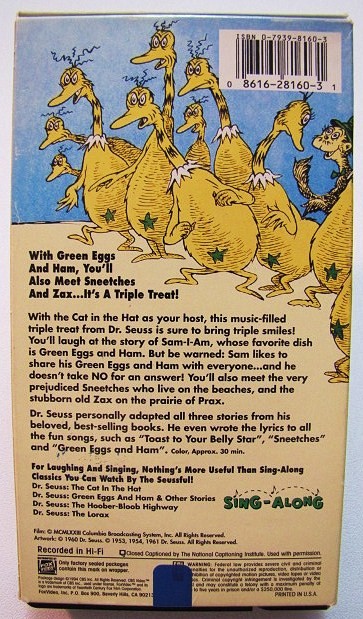 Green Eggs And Ham And Other Stories Vhs Dr. Seuss GREEN EGGS AND HAM And Other Stories VHS VIDEO | eBay
