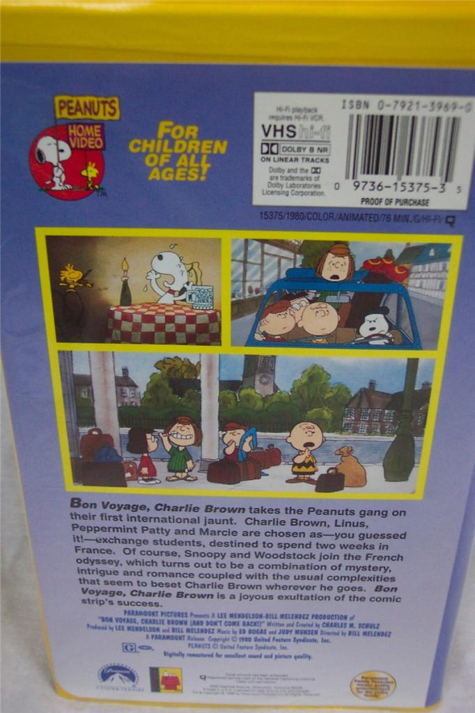 PEANUTS BON VOYAGE, CHARLIE BROWN AND DON'T COME BACK VHS VIDEO eBay