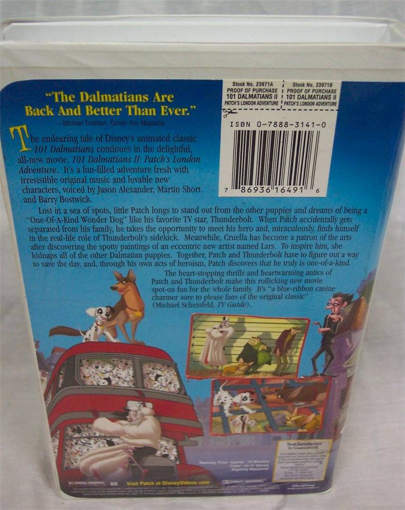 101 Dalmatians 2 Patch's London Adventure Vhs Walt Disney 101 DALMATIANS II Patch's London Adventure VHS VIDEO