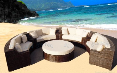 Ebay Wicker Furniture on Round Outdoor Wicker Sectional Sofa Patio Furniture Khk   Ebay