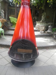MID-CENTURY MODERN ORANGE WOOD BURNING FIREPLACE DANISH 60 ...