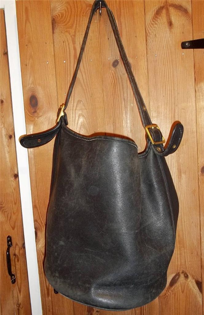 Vintage Black Coach Bucket Bag-Saddle Bag-Quality Cowhide-Brass Buckles-USA | eBay