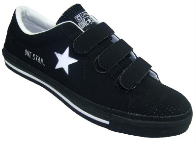 childrens black leather velcro converse