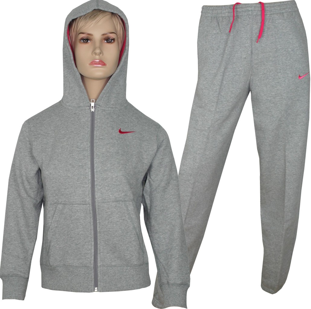 grey and pink nike tracksuit