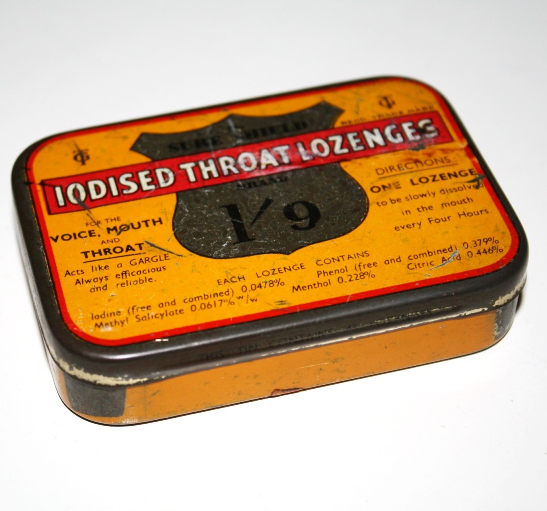 Sure Shield Iodised Throat Lozenges Advertising Tin