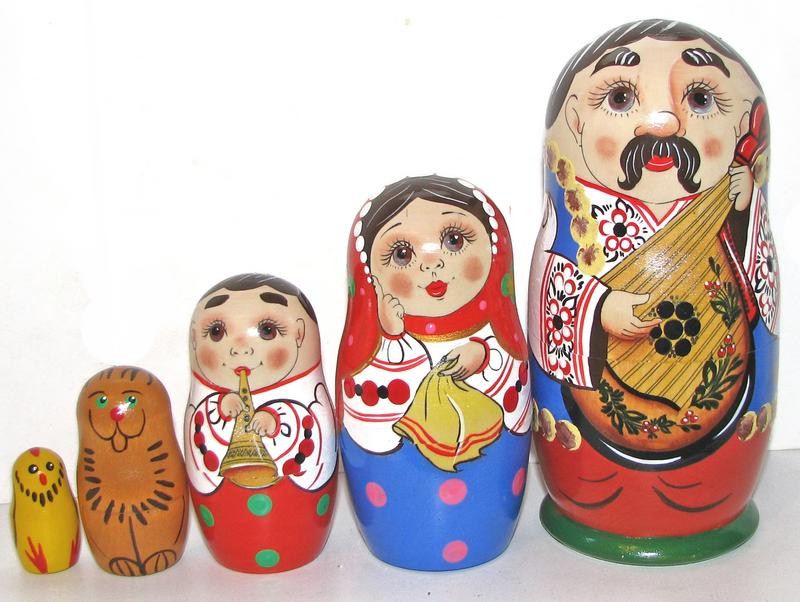 !New Set 5 UNIQUE Ukrainian Doll Stacking Nesting Matryoshka Dolls