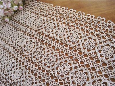 Vintage Style Skilful Hand Tatting Lace Beige Cotton Table