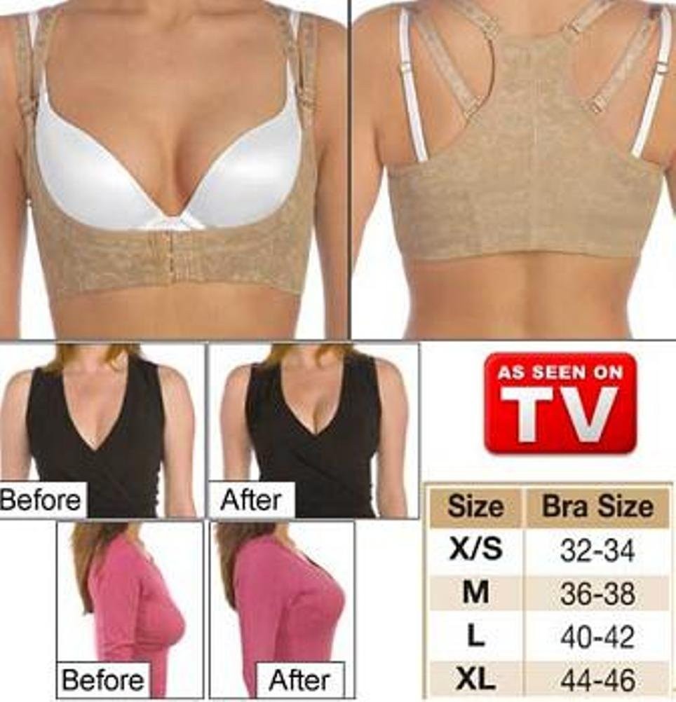 Breast Shaping & Cleavage Enhancing Push Up Bra with Back Support Beige