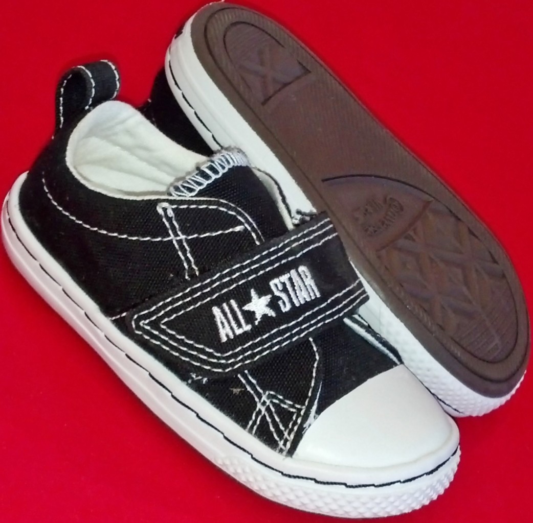 childrens black leather velcro converse