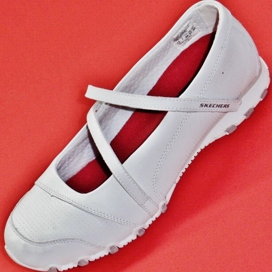 NEW Women's White SKECHERS WORK Bikers Mary Jane Flat Slip Resistant Shoes 10/40 | eBay