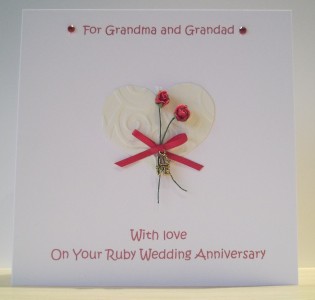 square personalised 40th ruby wedding anniversary card