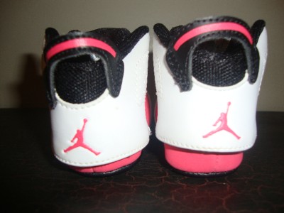 Open  Tennis Shoes on Girls Nike Air Jordan Tennis Shoes Velcro Back Flap Pink   Black Sz 2