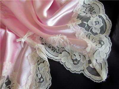 Lacy Pink Slinky Satin French Knickers Sexy Panties All Sizes Vintage