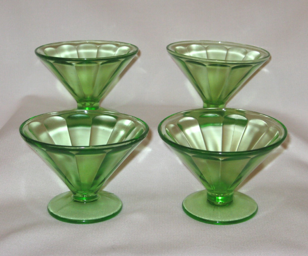 FEDERAL GREEN DEPRESSION GLASS SHERBERT DISHES SET OF 4 eBay