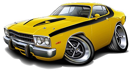 1973-74-Plymouth-Roadrunner-Muscle-Car-Cartoon-Tshirt