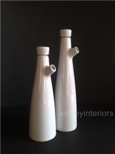 Contemporary White Oil & Vinegar Bottles