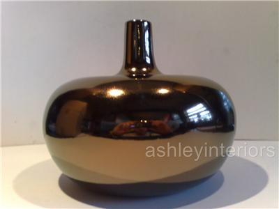Gold Squat Bulbous Vase Or Decorative Item