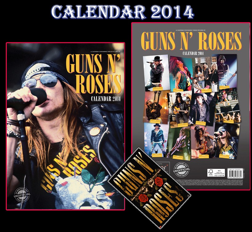 GUNS N' ROSES CALENDAR 2014 + GUNS N' ROSES FRIDGE MAGNET