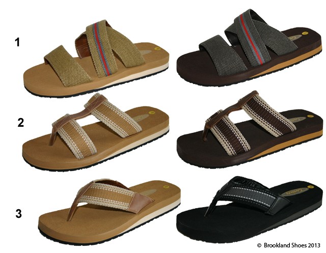 Men's Coolers Shoreside Flip Flop Beach Shoe Brown Strap Sandals Sizes 7 -12